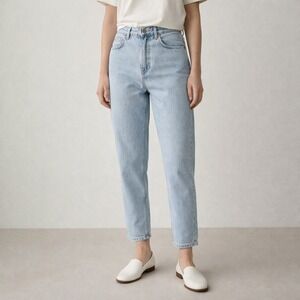 COS Tapered Jeans Womens 27 Light Blue Wash High Rise Ankle Length 100% Cotton